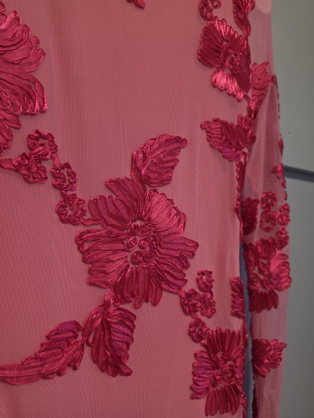 Commense Pink Floral Mini Dress with Hot Pink Appliqué - Picture 3 of 4